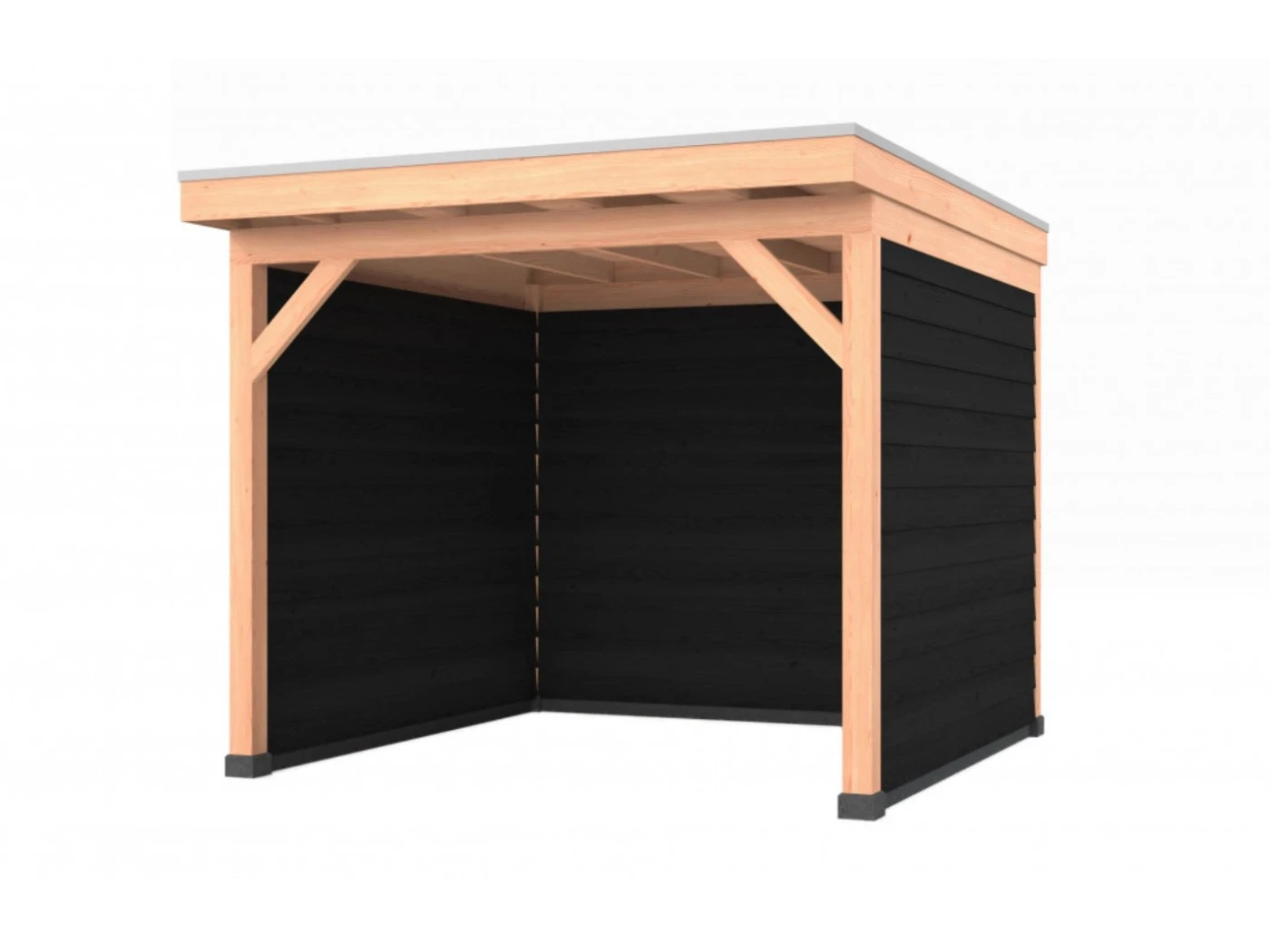 Douglas overkapping, 300 x 300, met achterwand en twee zijwanden, Westwood Comfort Zwart - Afbeelding 1